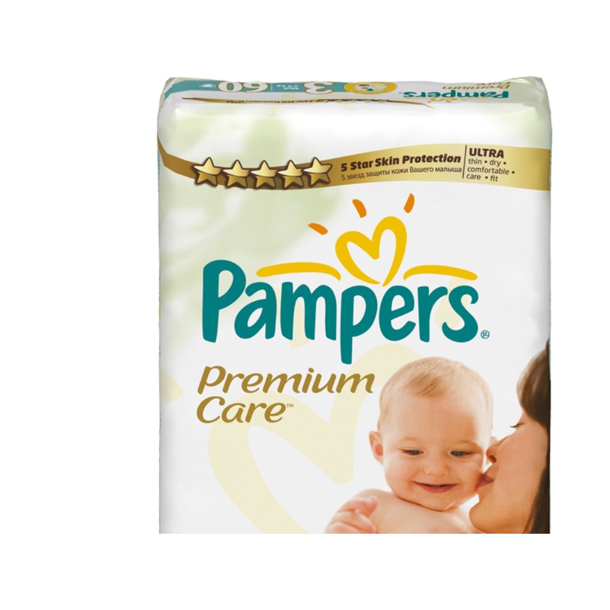 Pampers Premium Care, 4 Kg, 9 Kg, Hvid, 3 Måned(Er), 6 Måned(Er), 60 Stk