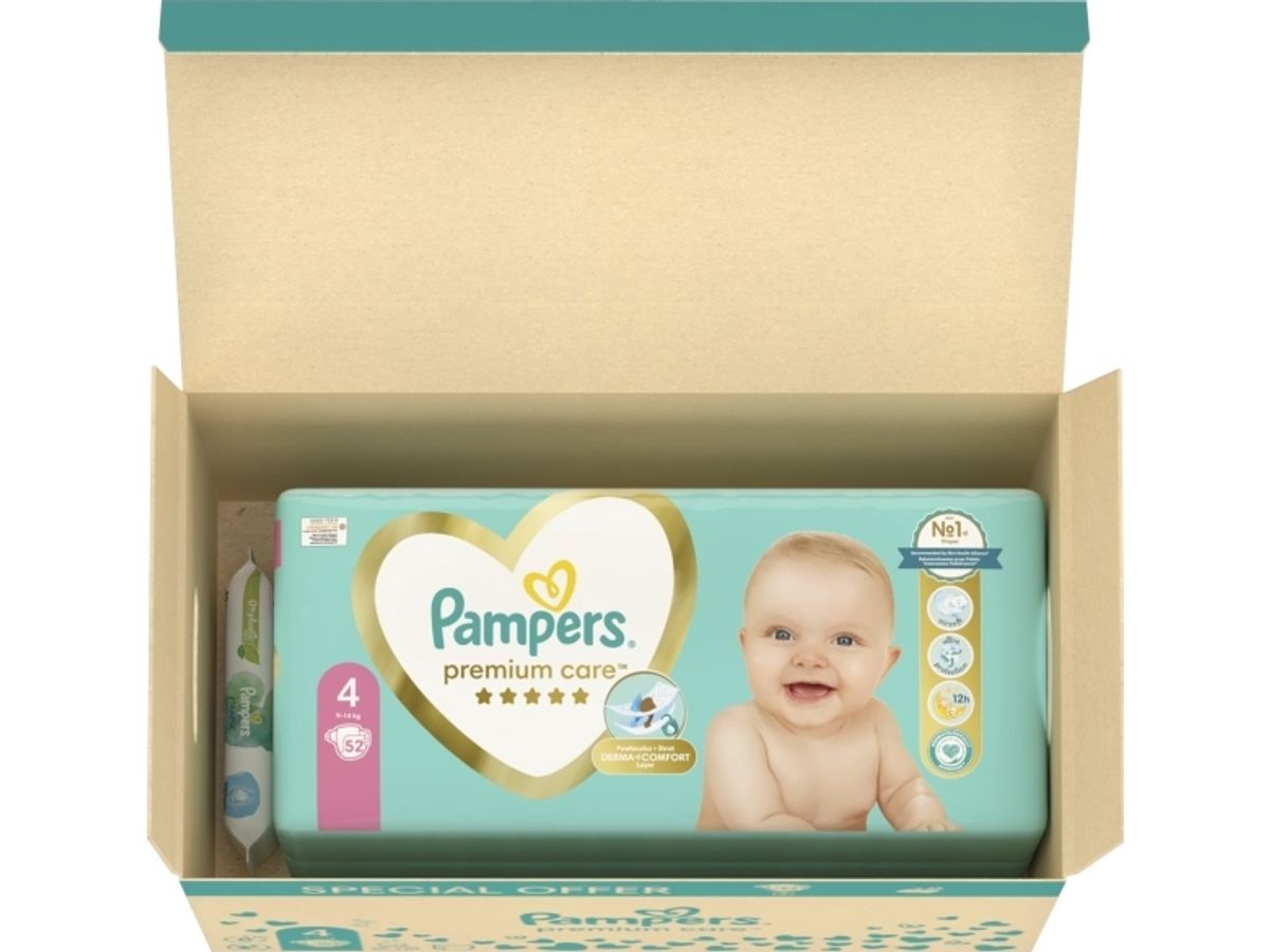 Pampers Premium Care Size 4, 104 Diapers + Aqua Wipes 48Ct, 80768591