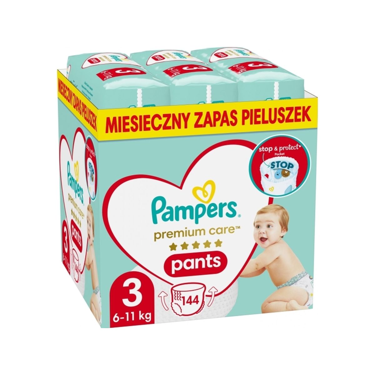 Pampers Premium Care Størrelse 3 Bleer, 6-11 Kg, 144 Stk.