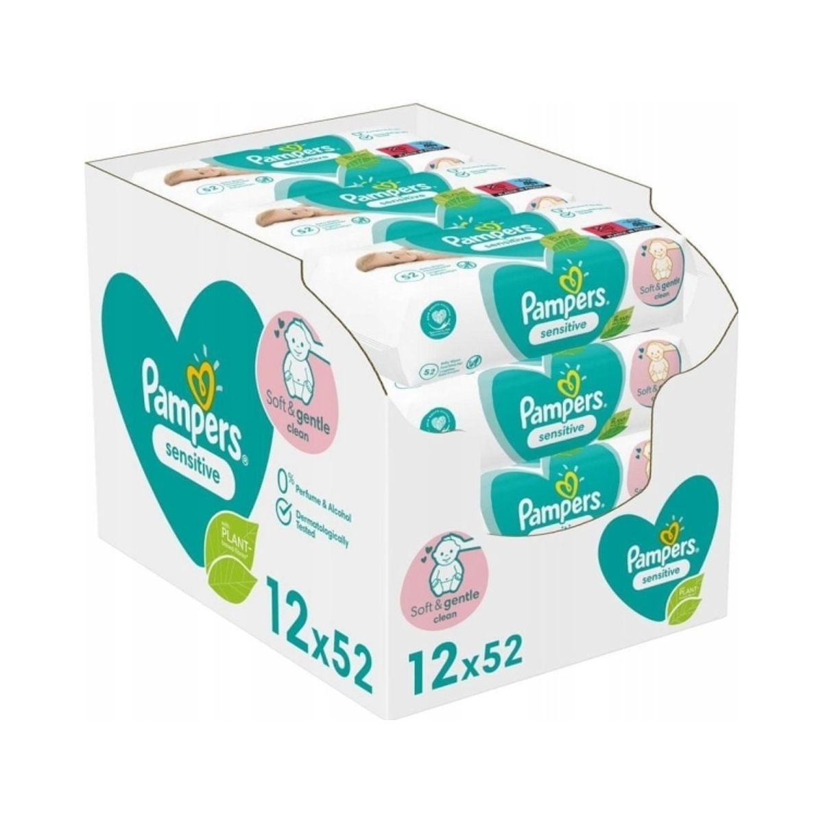 Pampers Sensitive 81687211, Vådservietter Til Baby, Dermatologisk Testet, Allergivenlig, Neutral Ph, Parfumefri