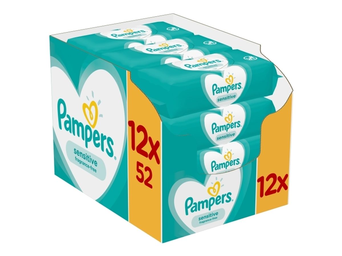 Pampers Sensitive Vådservietter Til Baby - Dermatologisk Testet, Allergivenlig, Neutral Ph, Parfumefri