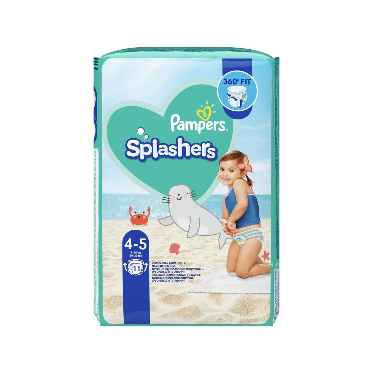 Pampers Splashers, Rozmiar 4-5, 11 Jednorazowych Pieluch Do Pywania, Niezawodna Ochrona W Wodzie