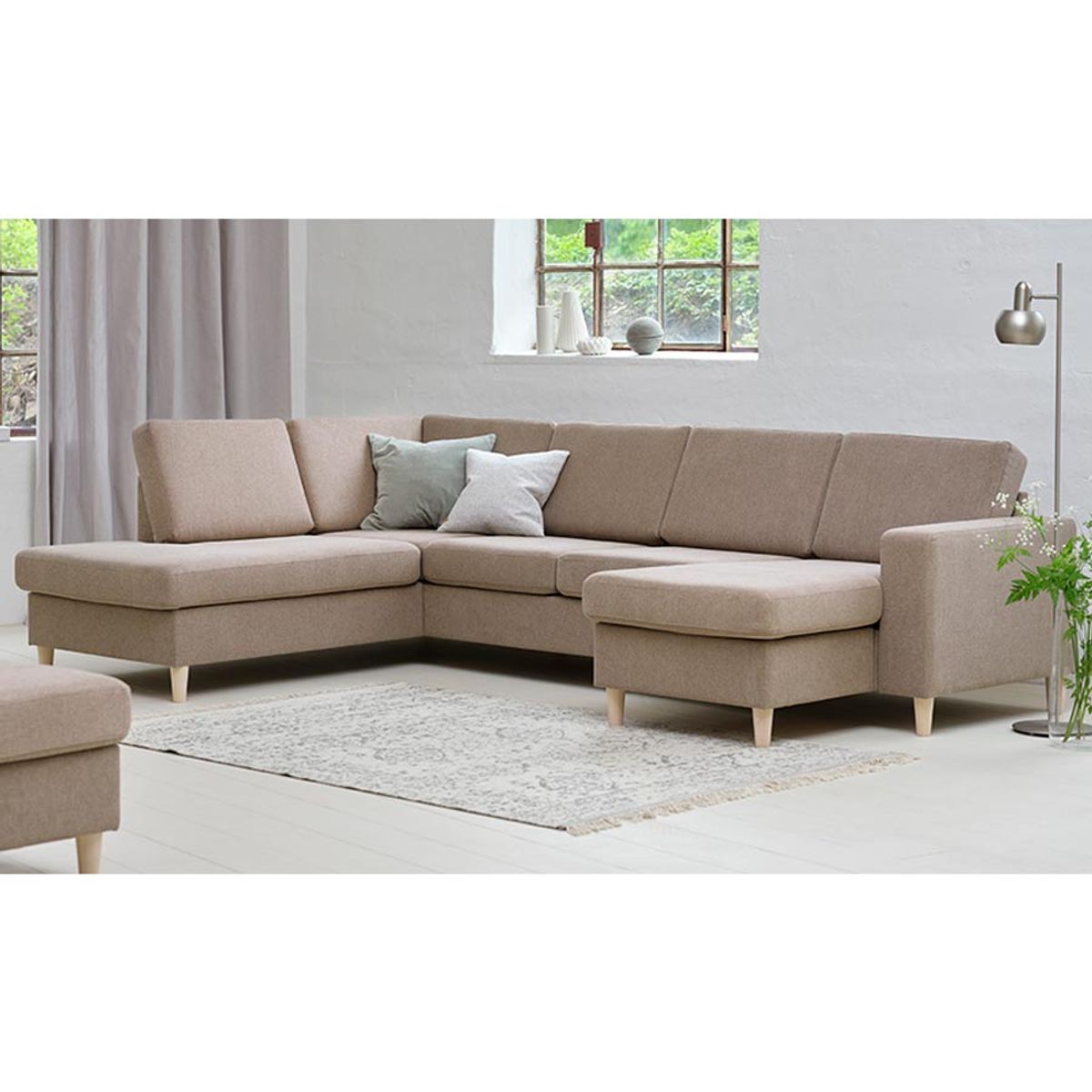 Panama Style U-sofa i stof - hurtig levering