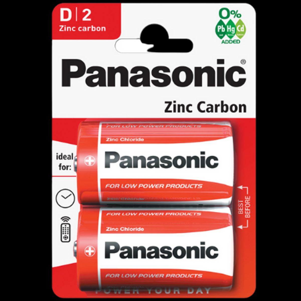 Panasonic Zinc Carbon D Batterier - 2 stk