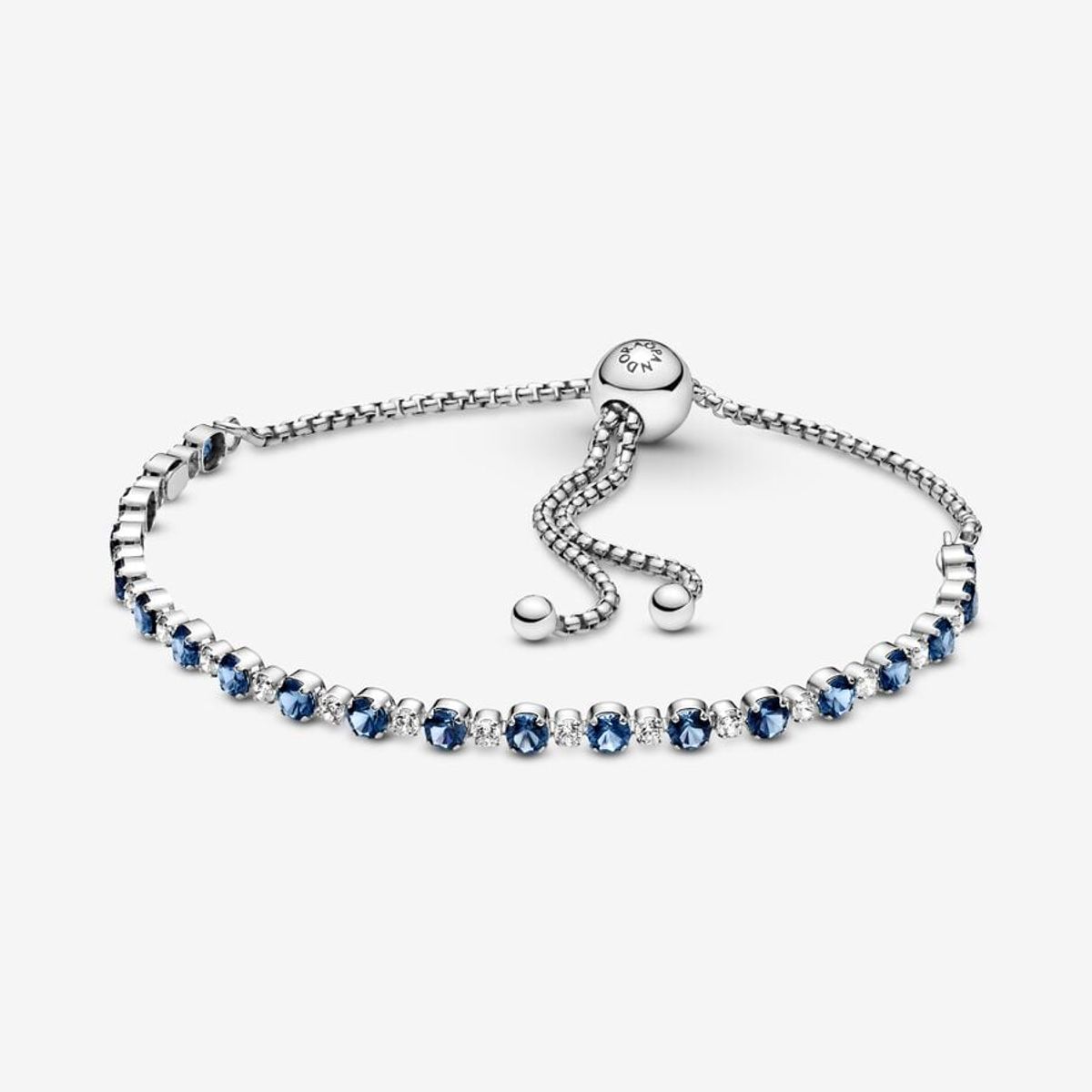 Pandora - Blue and Clear Sparkle Slider armbånd Sterlingsølv