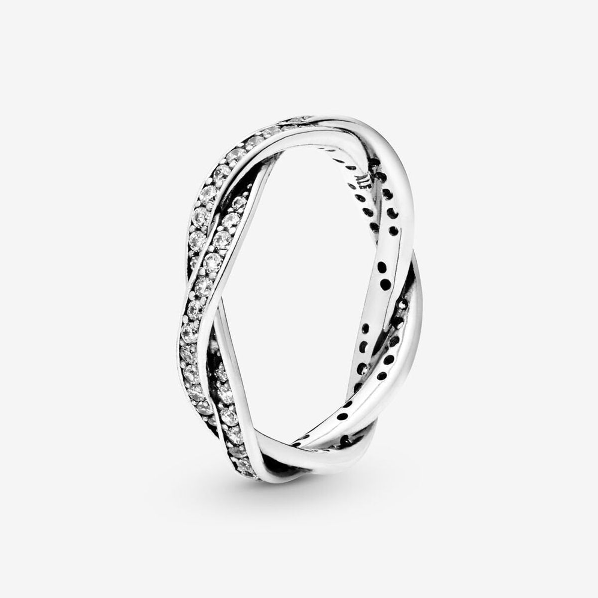 Pandora - Braided Pavé Ring Sølv med zirkonia