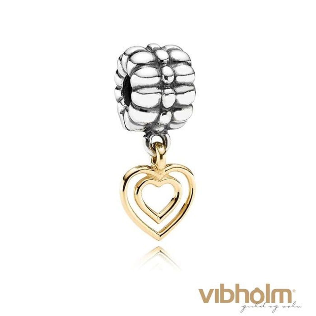 Pandora - Heart Clip Charm sterlingsølv m/guld 790987