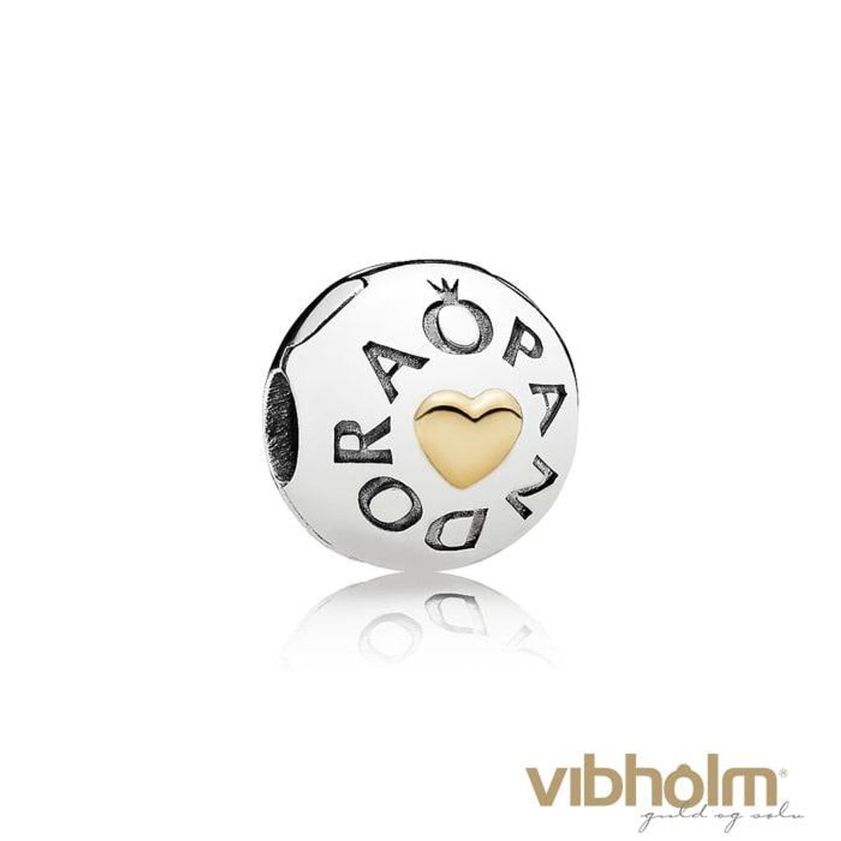 Pandora - Insignia Heart Charm sterlingsølv/14 karat guld 796219