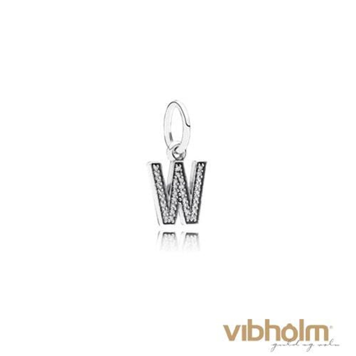 Pandora - Letter W Pendant Charm sølv 791335CZ