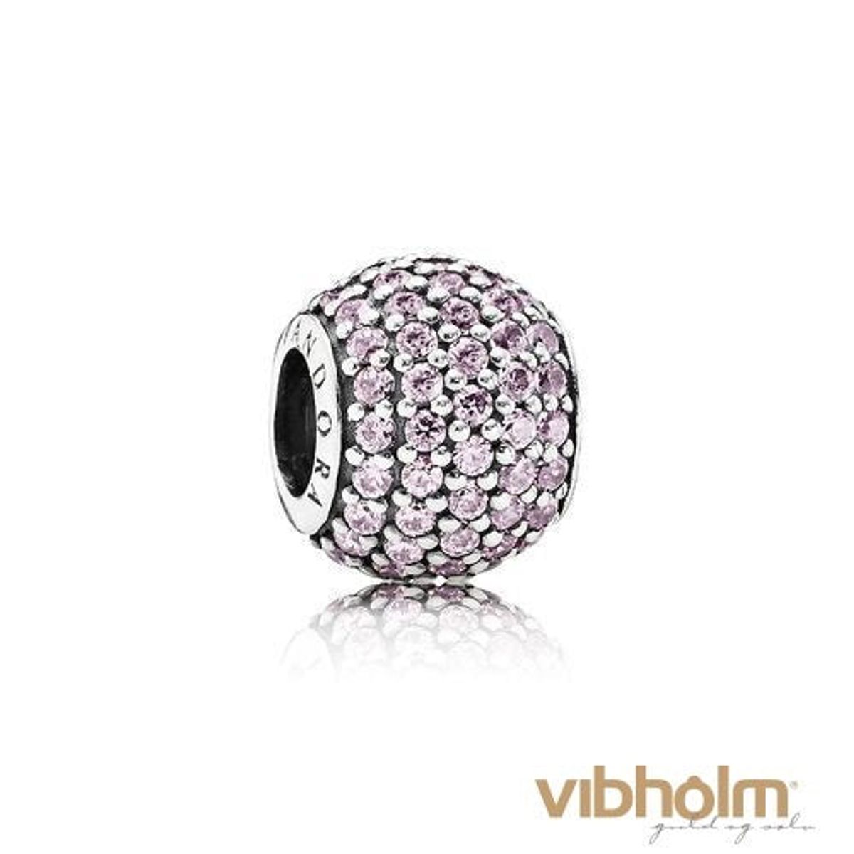 Pandora - Lyserød Pavé Kugle Charm sølv m/ pink zirkonia