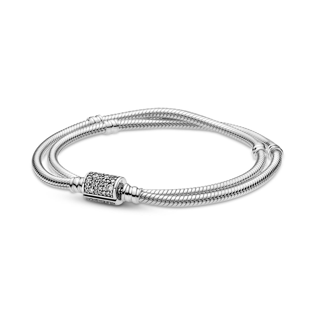 Pandora - Moments Double Wrap Barrel armbånd sølv