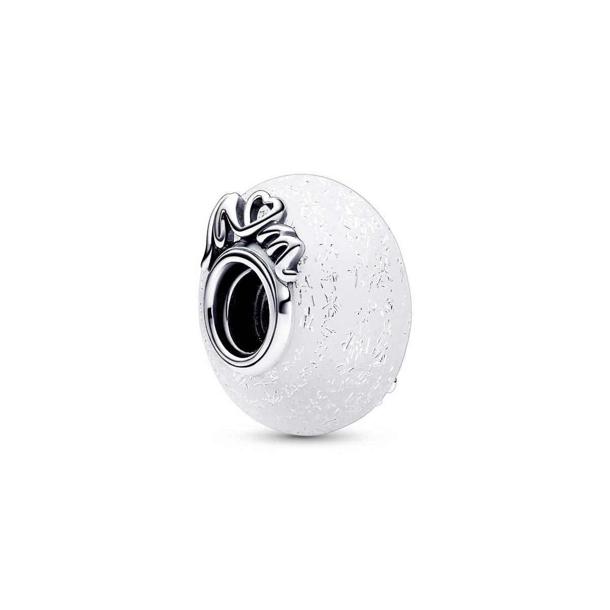 Pandora - Mum & Love Glittery White Murano charm Sølv sterlingsølv