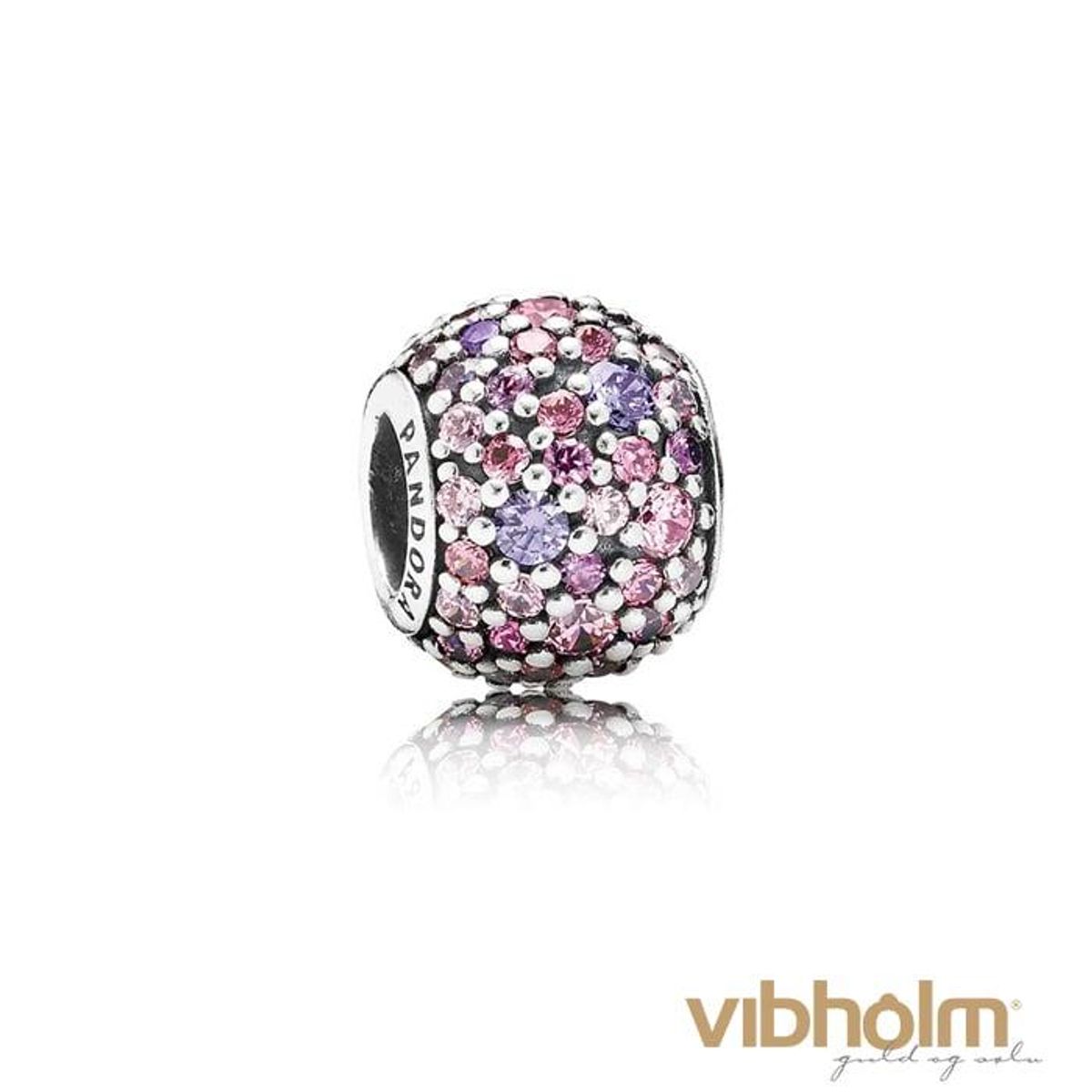 Pandora - Pink & Purple Ball Charm sølv m/ zirkonia og krystal 791261ACZMX