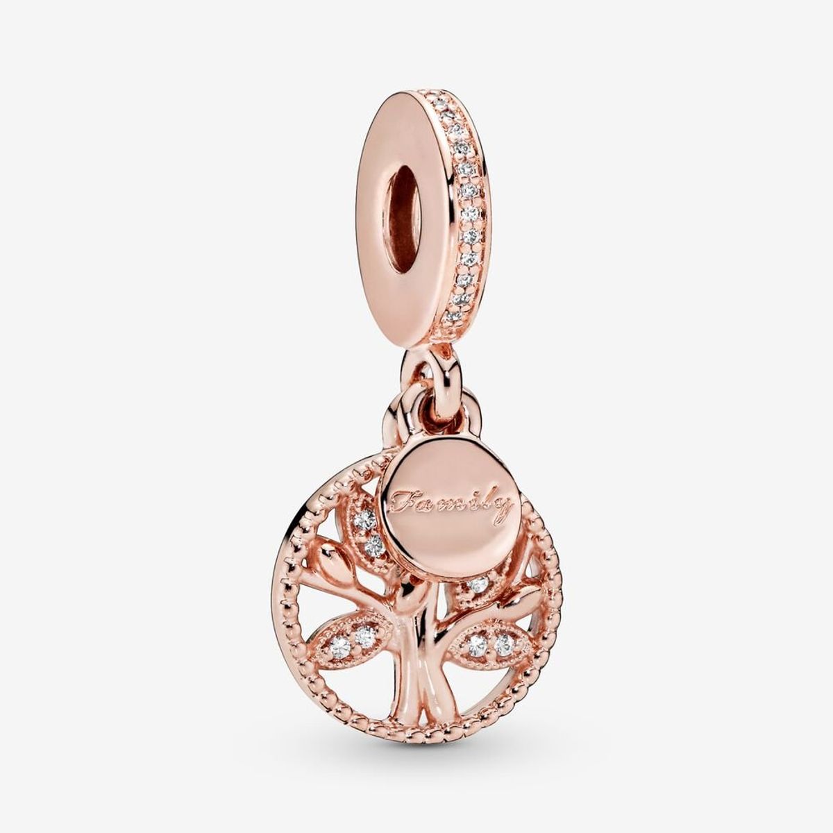 Pandora - Sparkling Family Tree charm rosaforgyldt med zirkonia