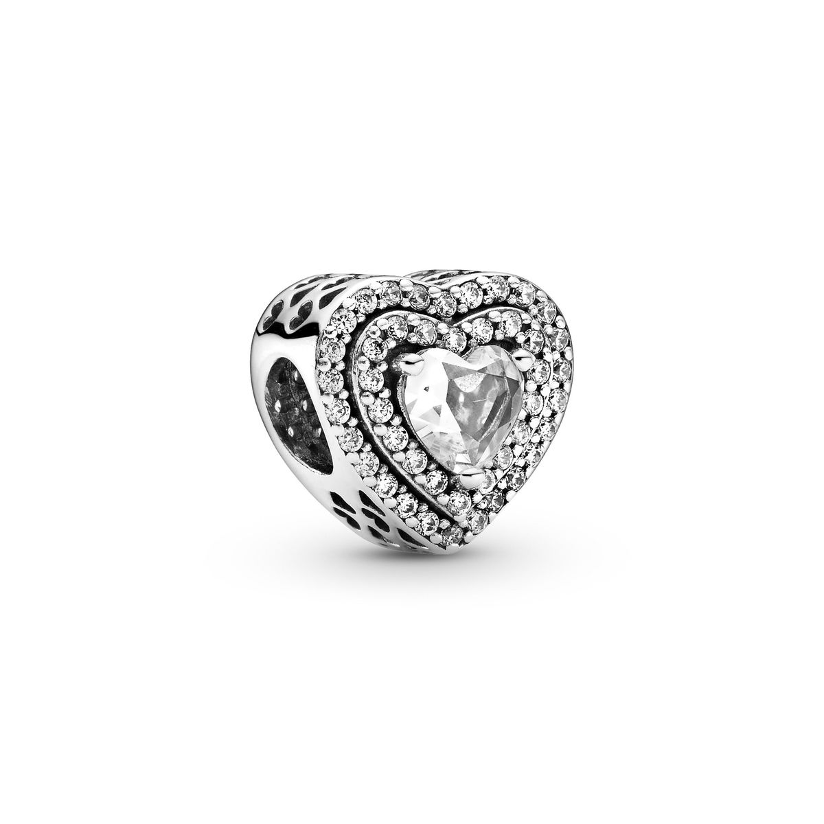 Pandora - Sparkling Levelled Hearts charm 799218C01