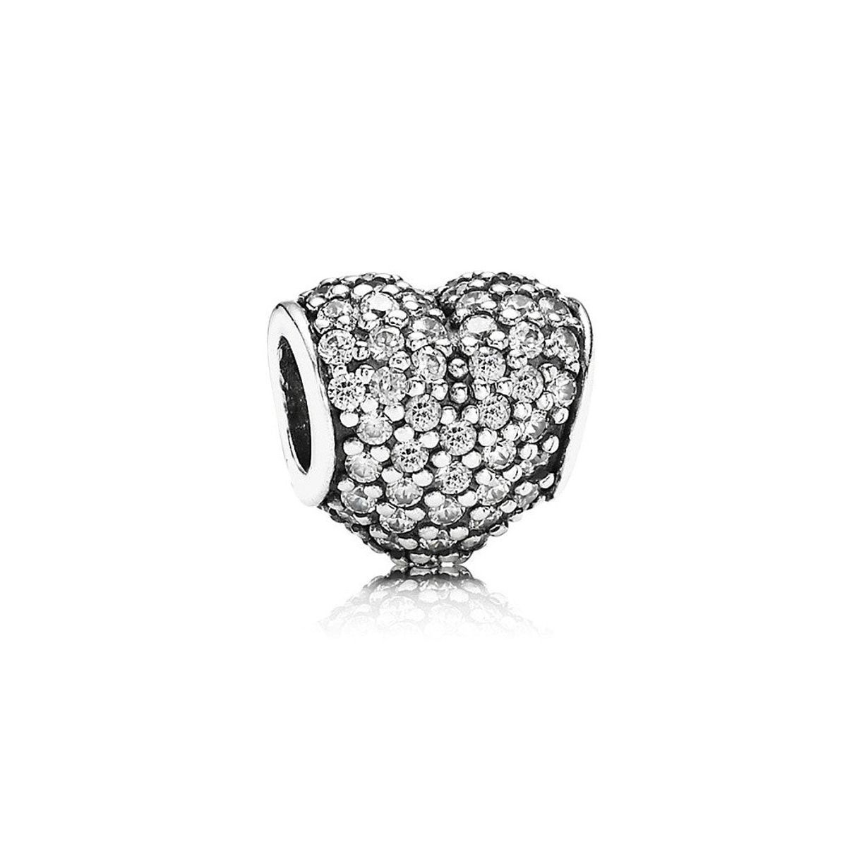 Pandora - Sølv hjerte charm med sten i pavé - 791052cz