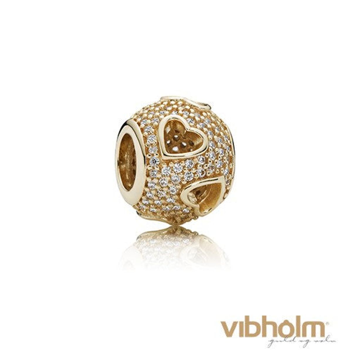 Pandora - Tumbling Hearts Charm 14 karat guld m/zirkonia 750840CZ