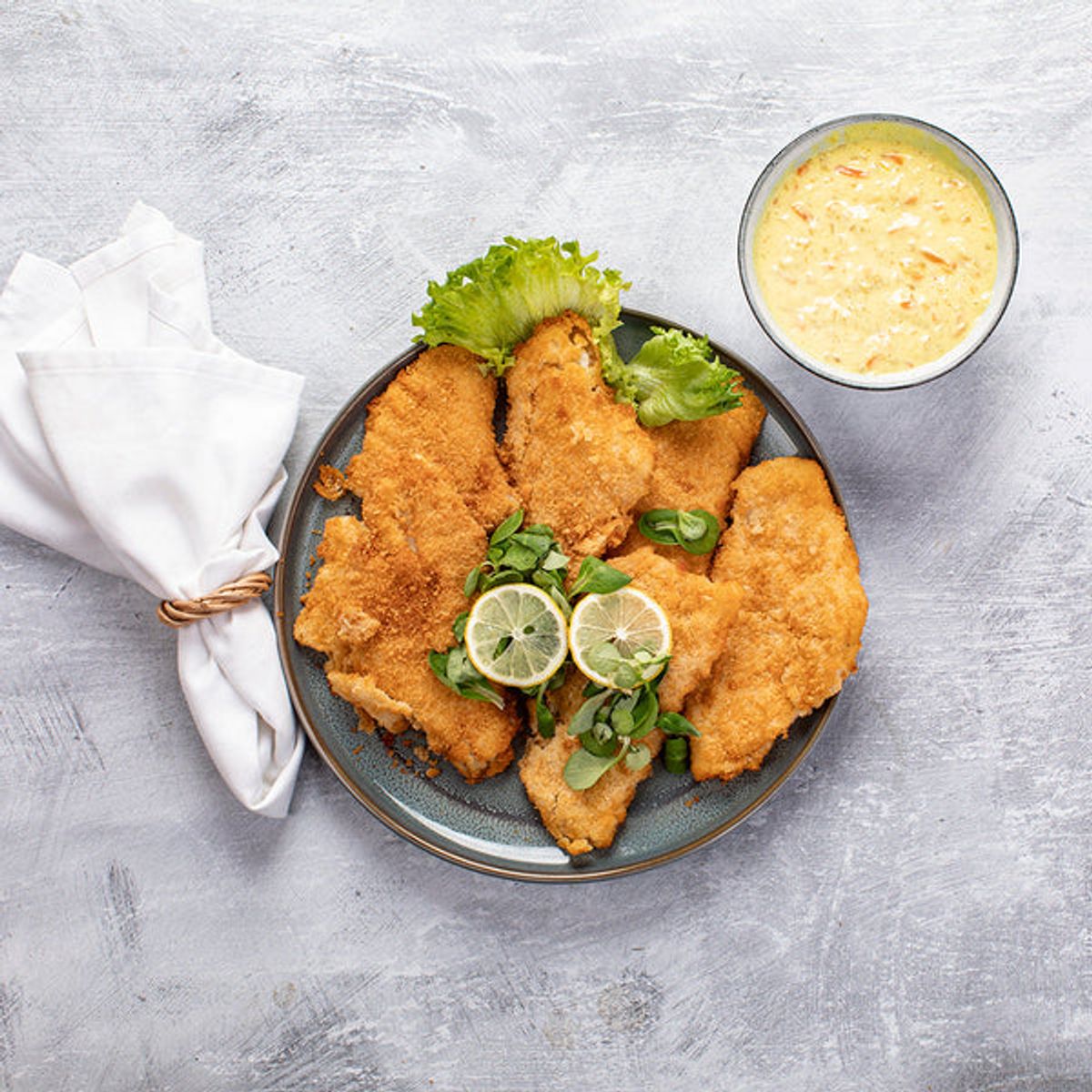 Panerede danske rødspættefileter + Remoulade 180 G.