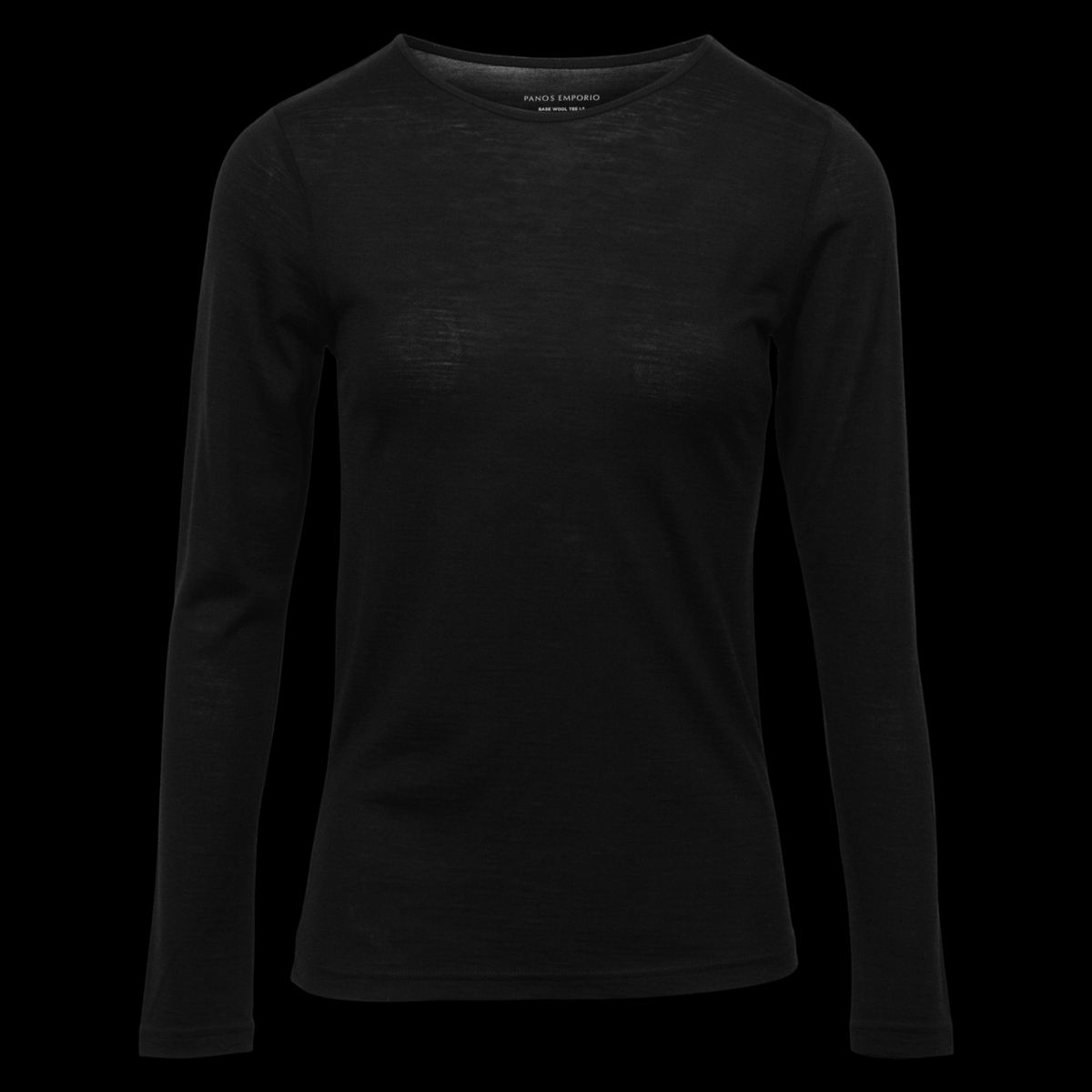 Panos Emporio Dame Langærmet t-shirt i merinouldmix - BLACK - M