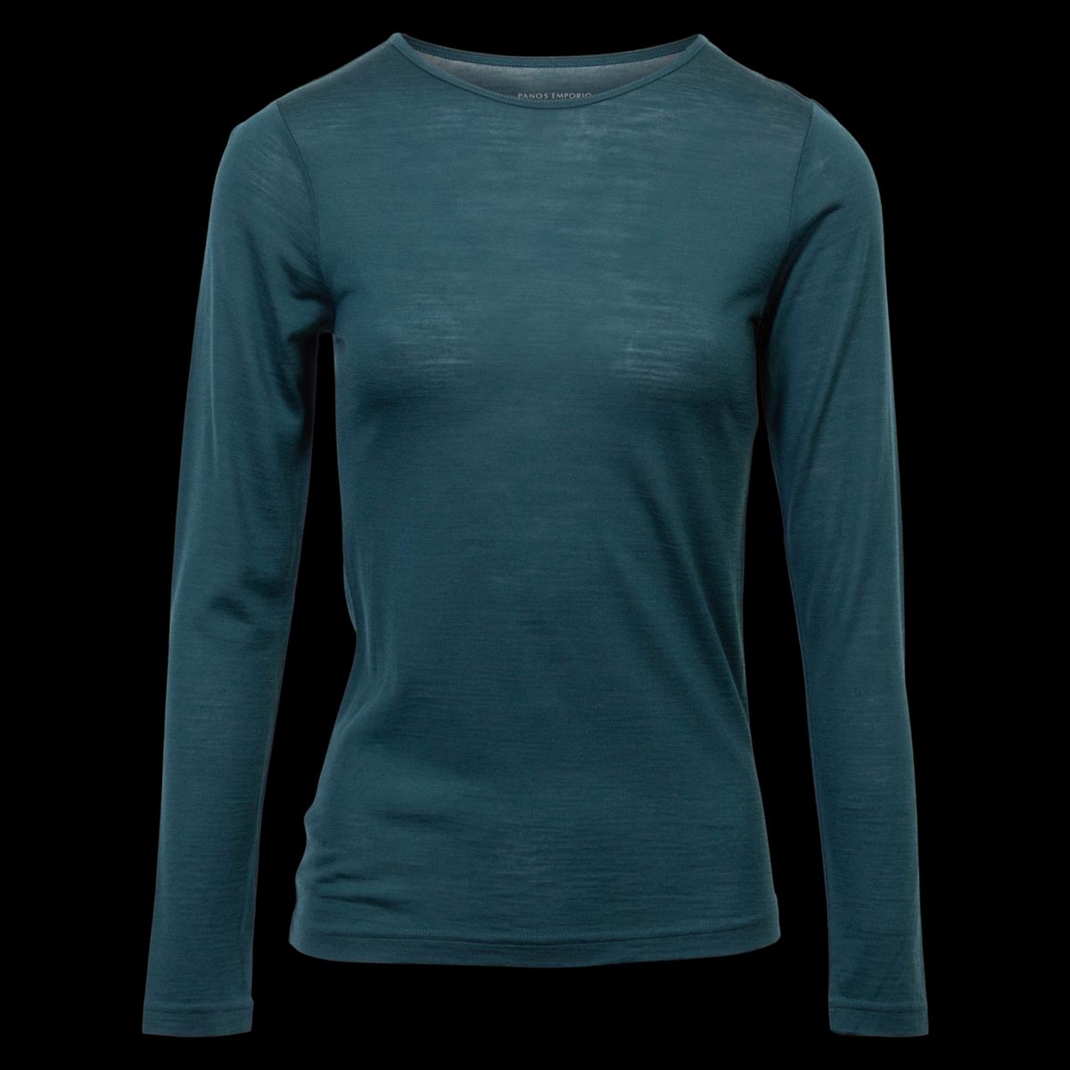 Panos Emporio Dame Langærmet t-shirt i merinouldmix - DEEP TEAL - L