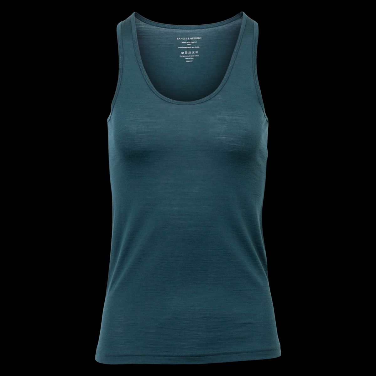 Panos Emporio Dame Tanktop i merinouldmix - DEEP TEAL - L