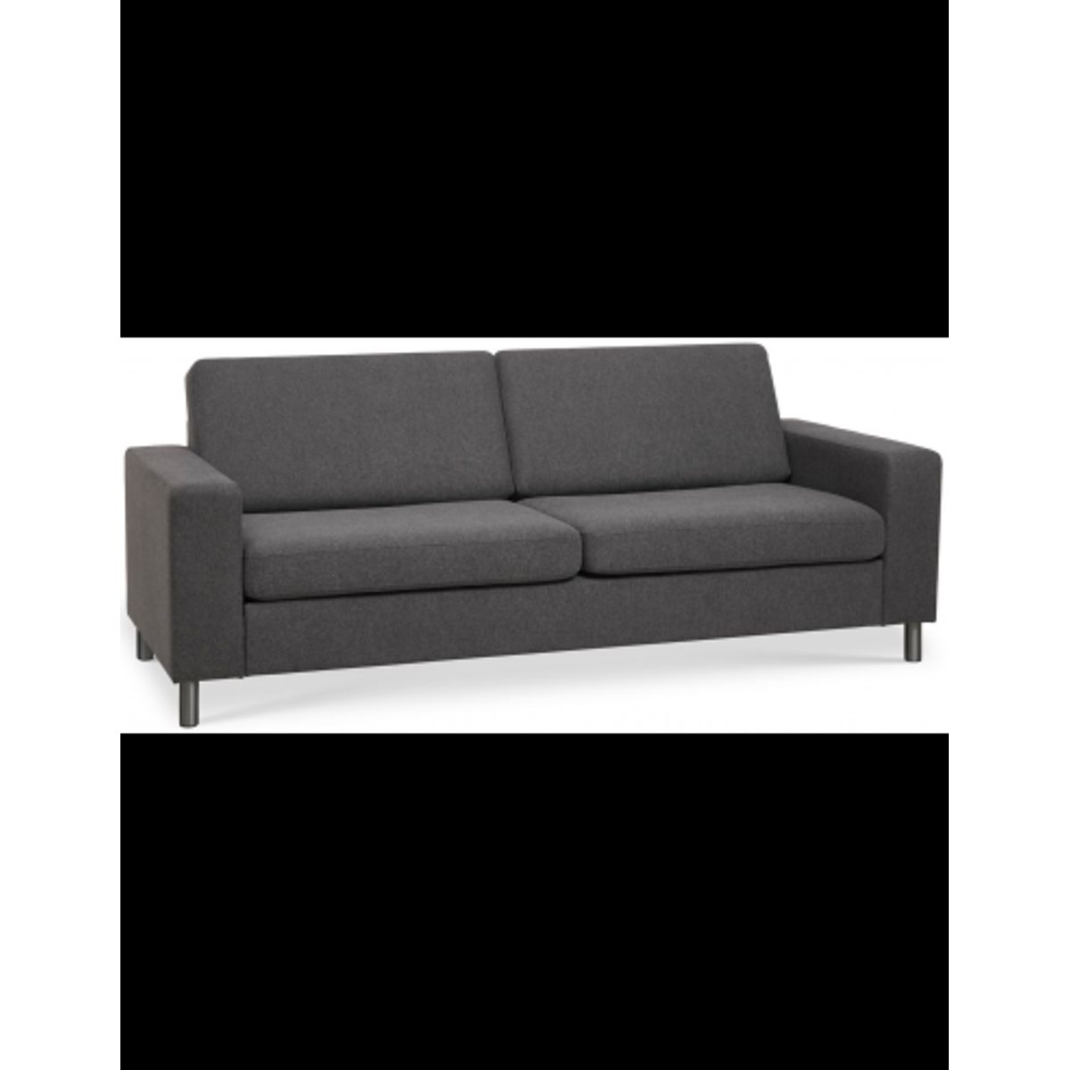 Panset 2-personers sofa i polyester B218 x D81 cm - Børstet alugrå/Antracit