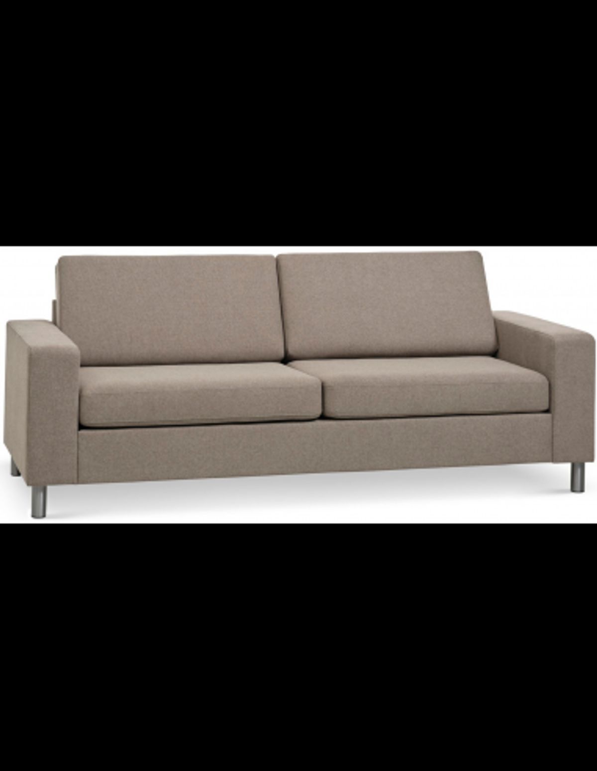 Panset 2-personers sofa i polyester B218 x D81 cm - Børstet alugrå/Lysebrun