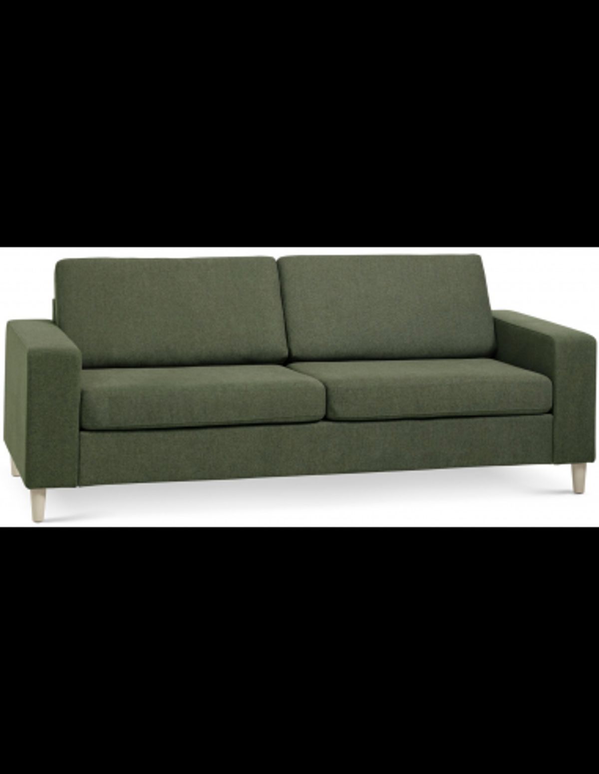 Panset 2-personers sofa i polyester B218 x D81 cm - Natur/Mosgrøn