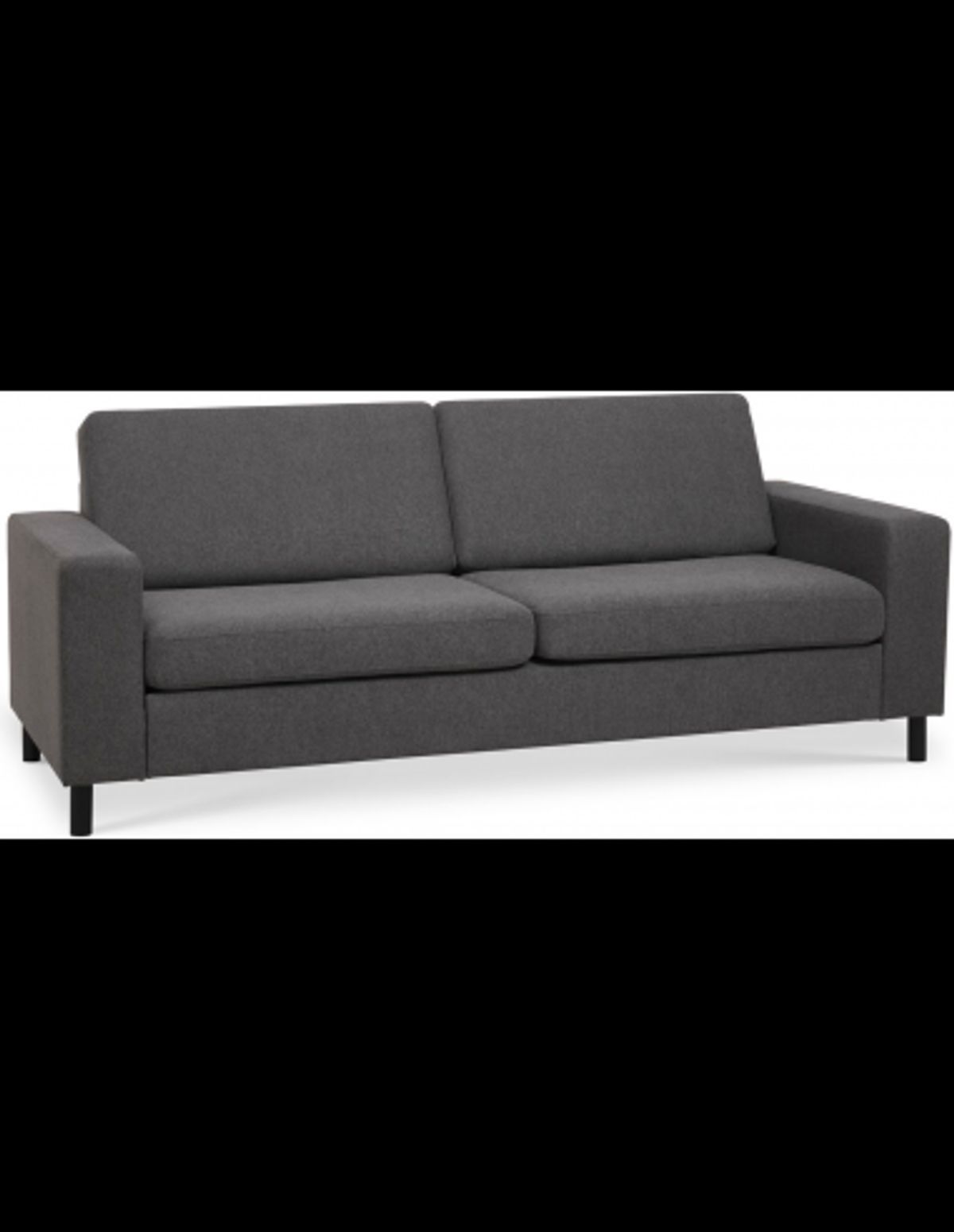 Panset 2-personers sofa i polyester B218 x D81 cm - Sort/Antracit