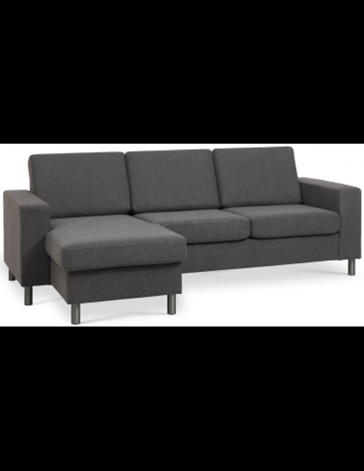 Panset chaiselongsofa i polyester B233 x D137 cm - Børstet alugrå/Antracit