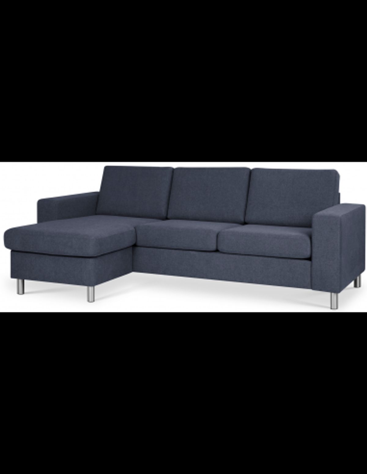 Panset chaiselongsofa i polyester B233 x D137 cm - Børstet alugrå/Blå