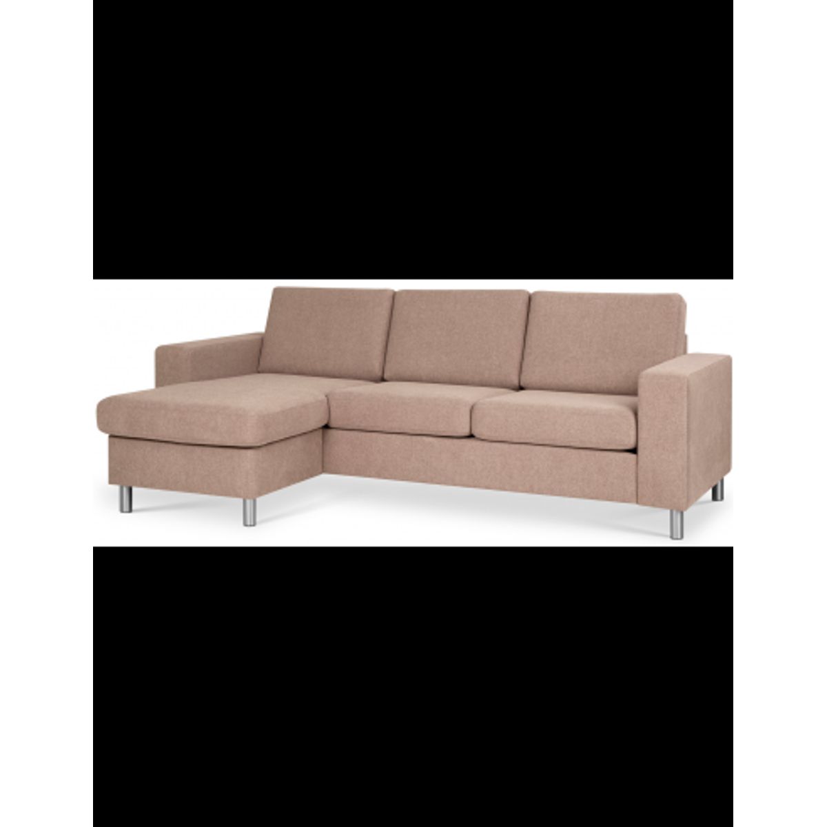 Panset chaiselongsofa i polyester B233 x D137 cm - Børstet alugrå/Lysebrun