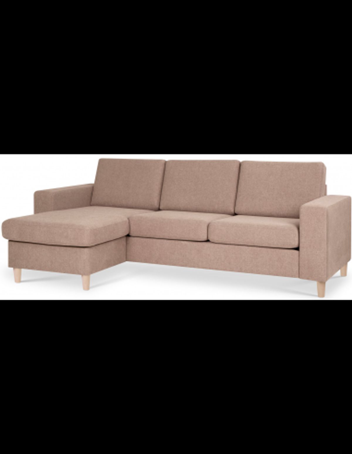 Panset chaiselongsofa i polyester B233 x D137 cm - Natur/Lysebrun