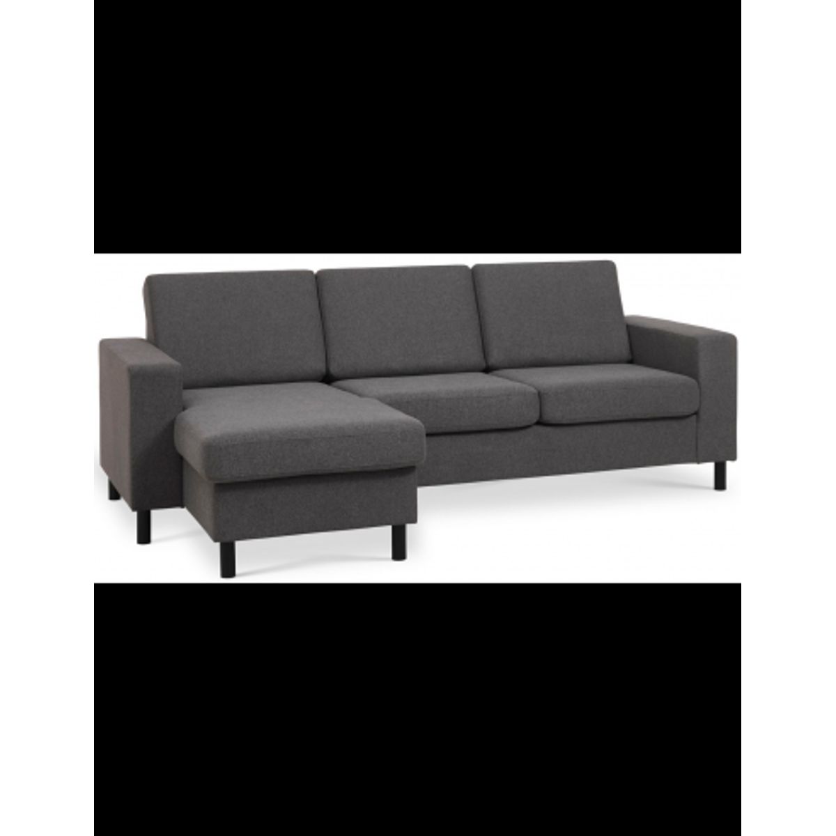 Panset chaiselongsofa i polyester B233 x D137 cm - Sort/Antracit