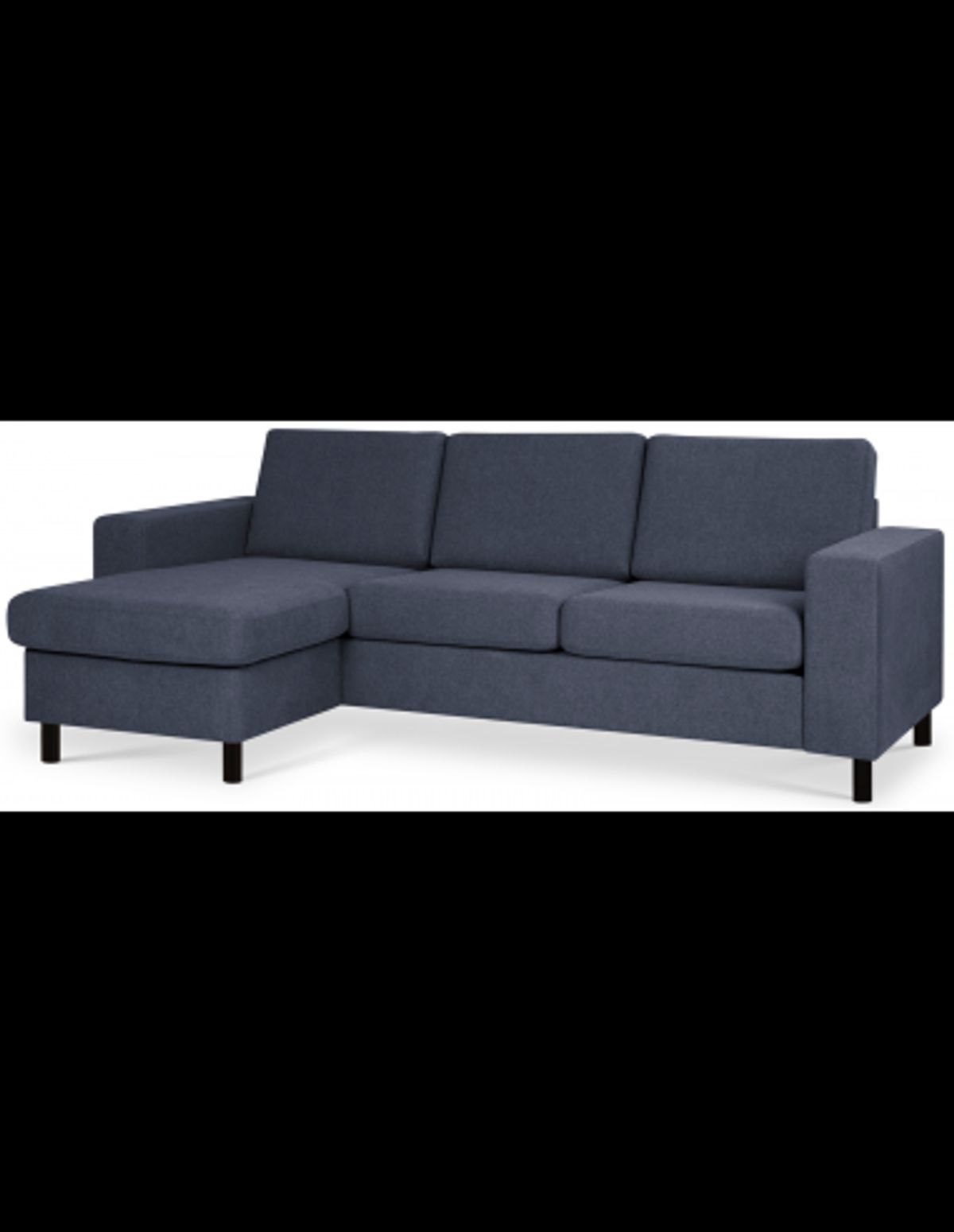 Panset chaiselongsofa i polyester B233 x D137 cm - Sort/Blå