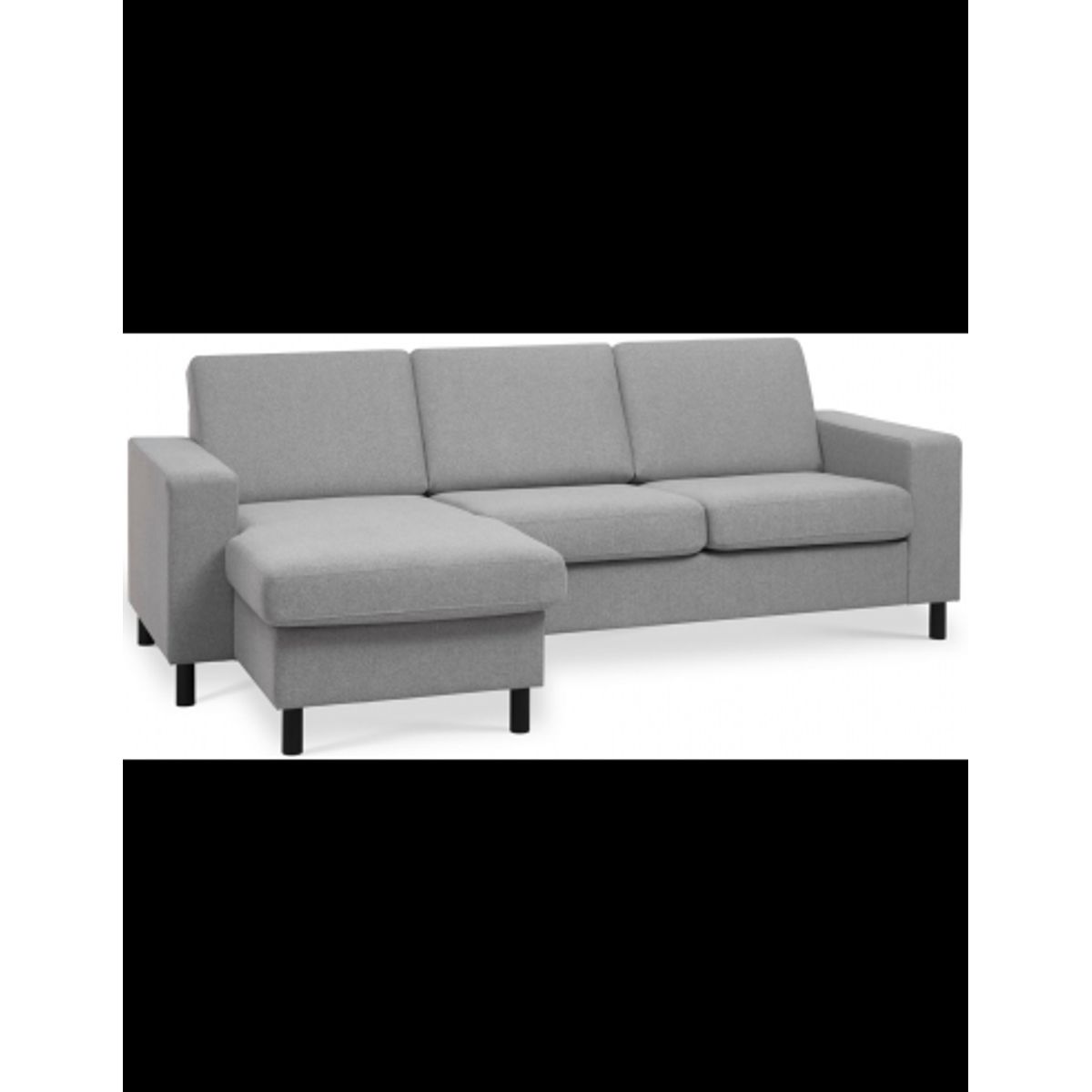 Panset chaiselongsofa i polyester B233 x D137 cm - Sort/Grå