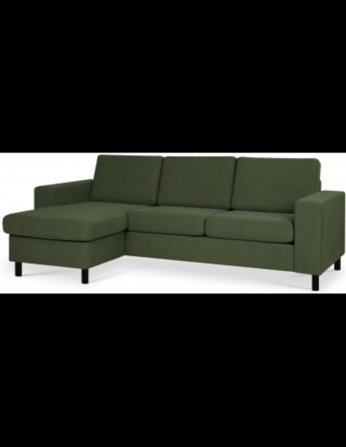 Panset chaiselongsofa i polyester B233 x D137 cm - Sort/Mosgrøn