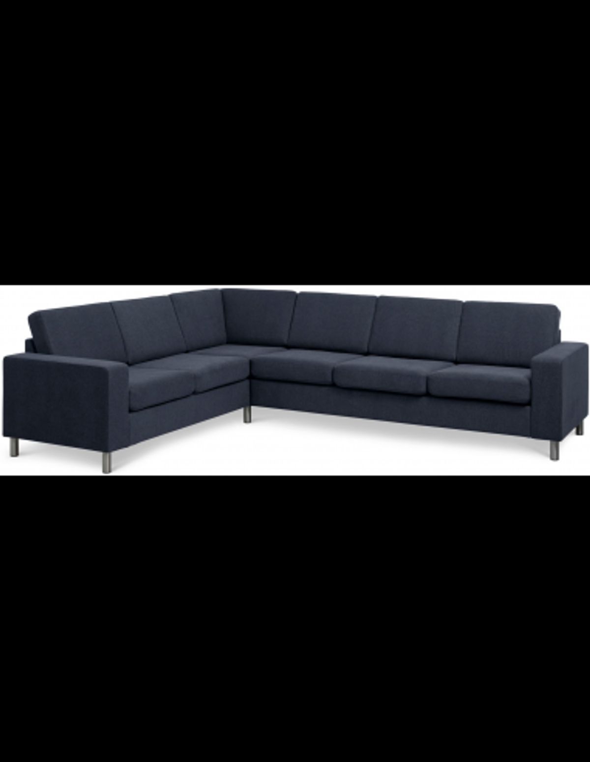 Panset hjørnesofa i polyester B295 x D230 cm - Børstet alugrå/Blå