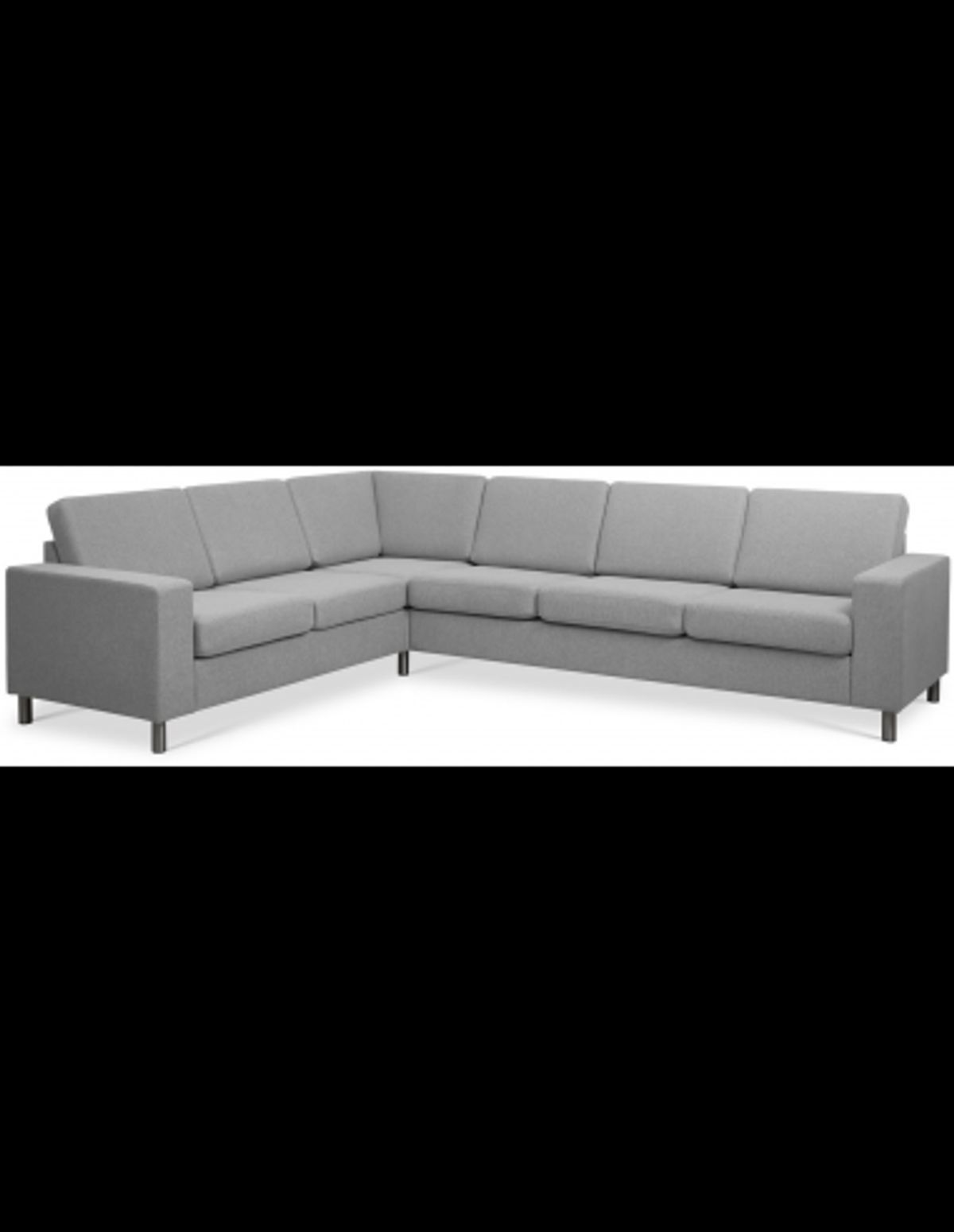 Panset hjørnesofa i polyester B295 x D230 cm - Børstet alugrå/Grå