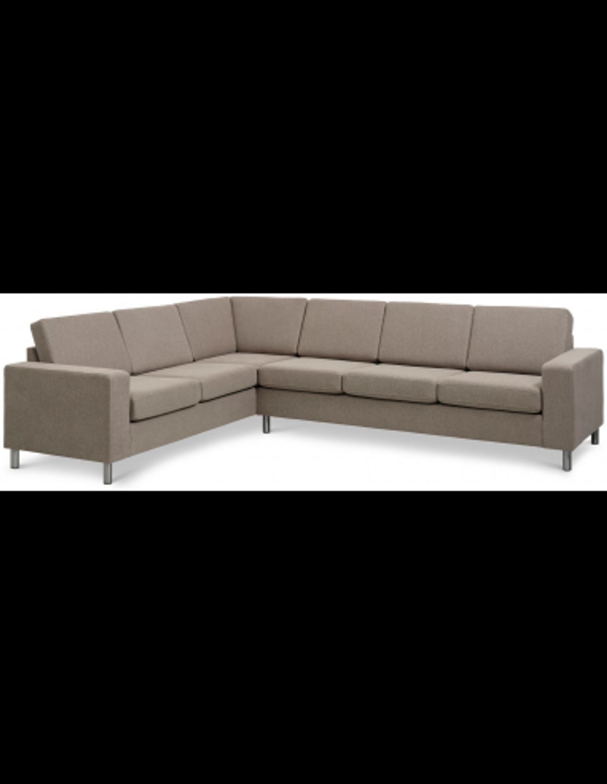 Panset hjørnesofa i polyester B295 x D230 cm - Børstet alugrå/Lysebrun