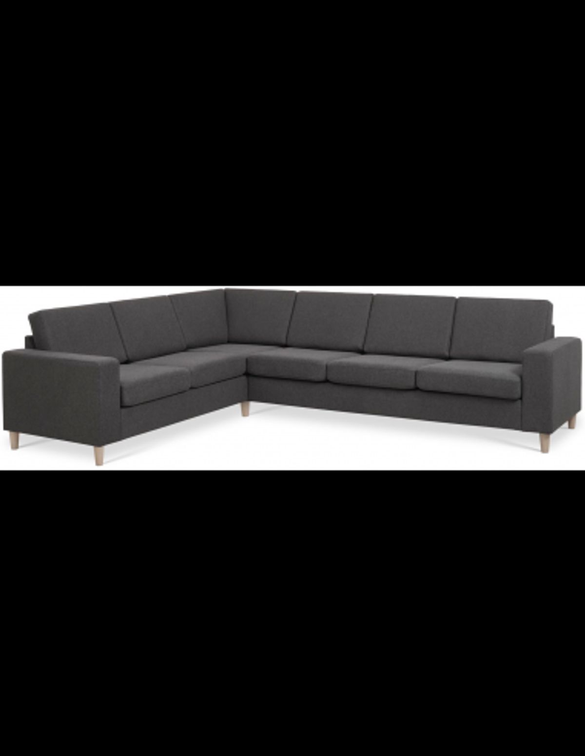 Panset hjørnesofa i polyester B295 x D230 cm - Natur/Antracit