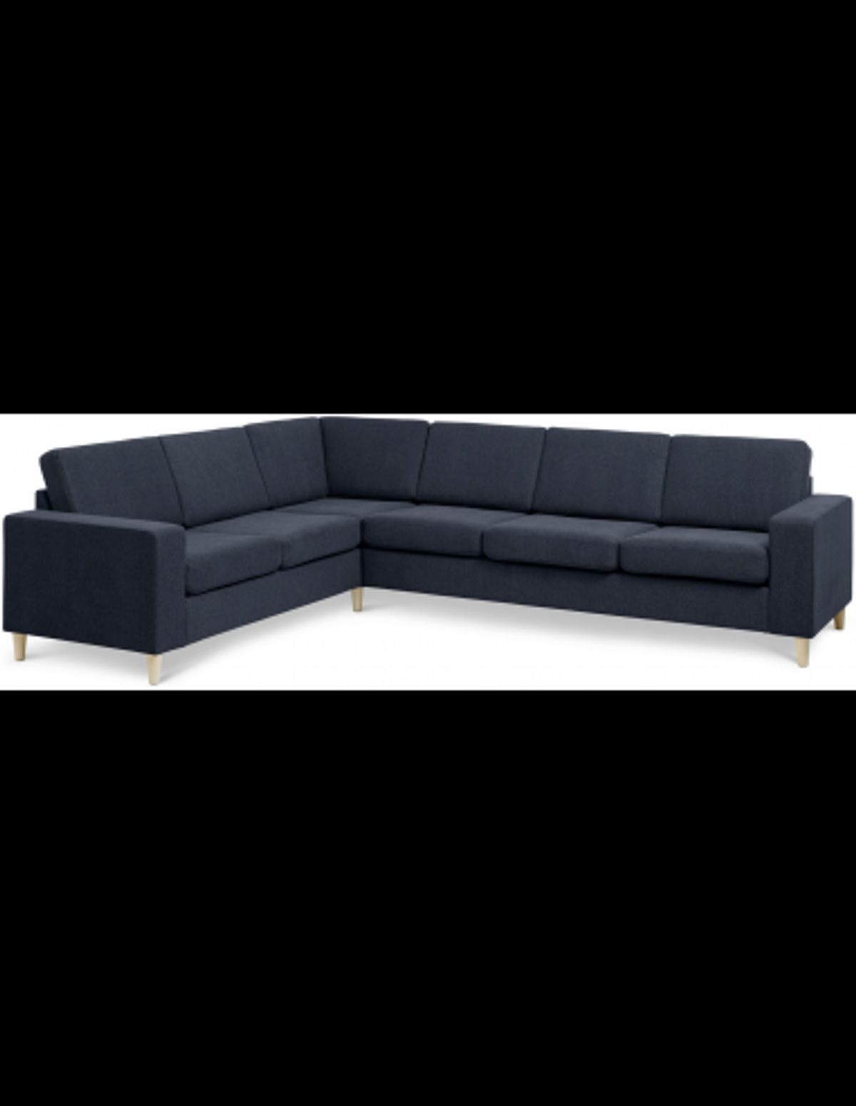 Panset hjørnesofa i polyester B295 x D230 cm - Natur/Blå