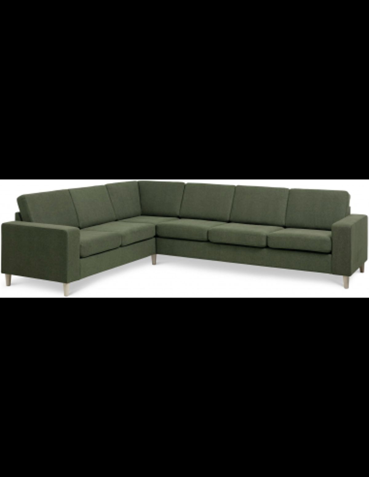 Panset hjørnesofa i polyester B295 x D230 cm - Natur/Mosgrøn