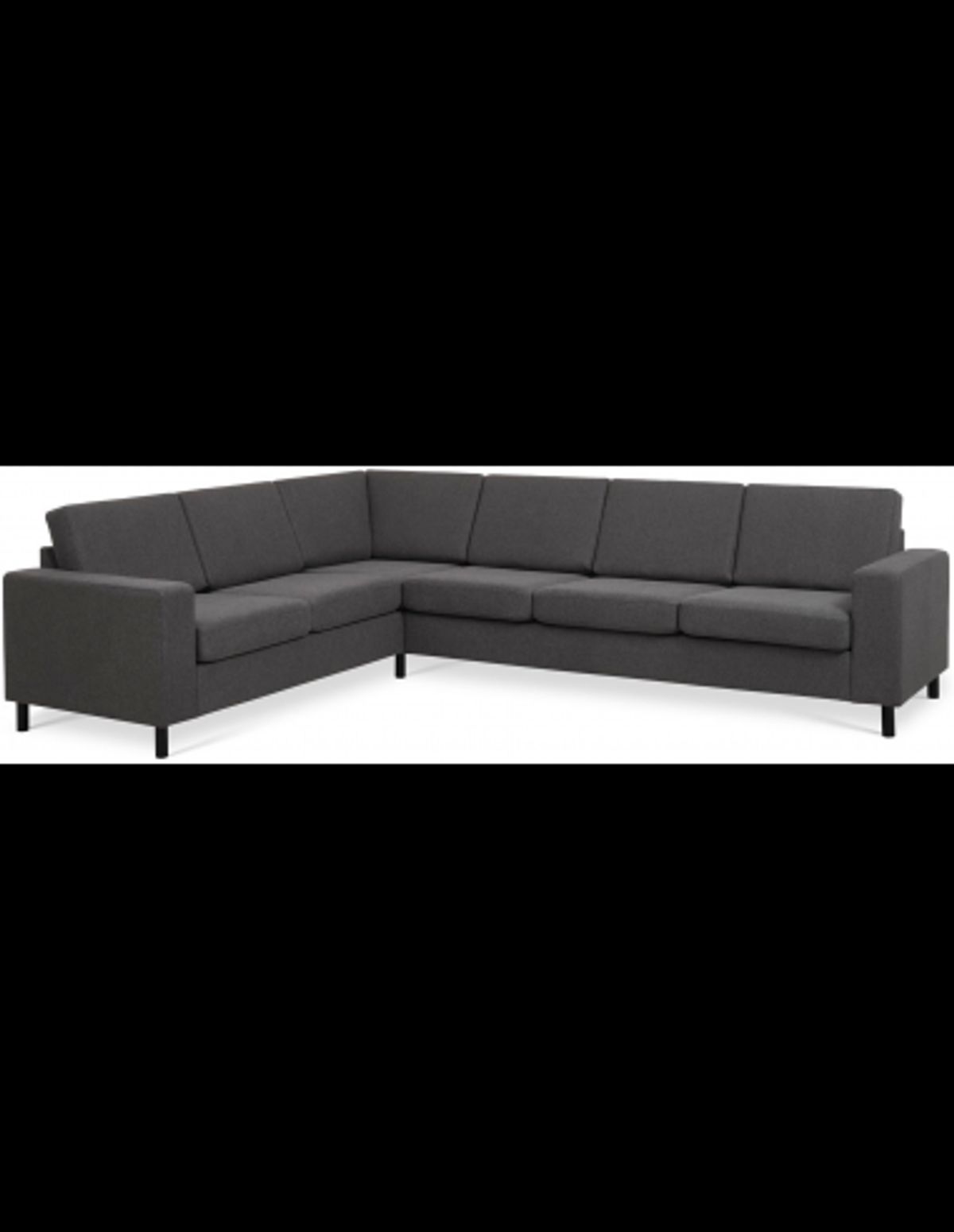 Panset hjørnesofa i polyester B295 x D230 cm - Sort/Antracit