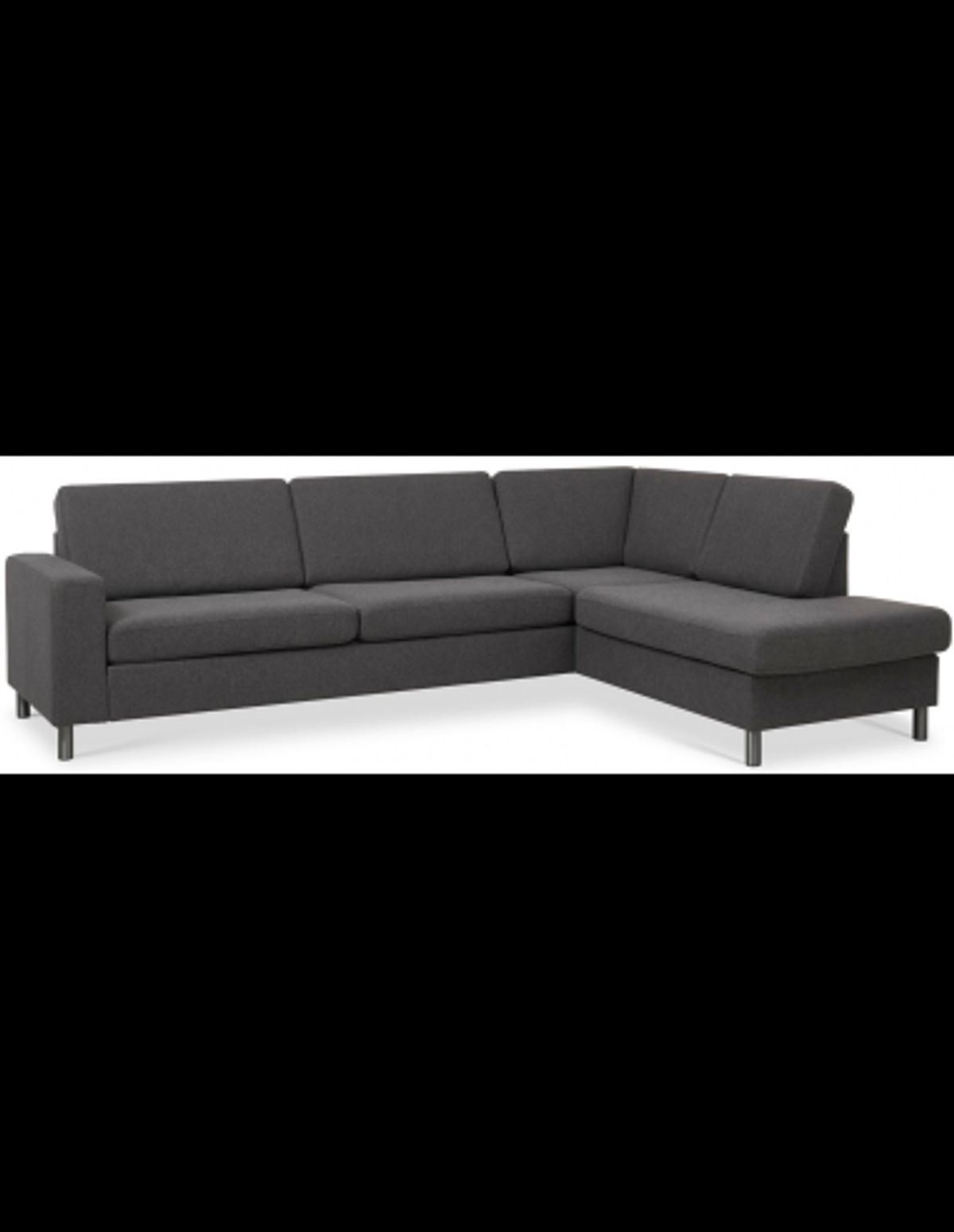 Panset højrevendt chaiselongsofa i polyester B279 x D197 cm - Børstet alugrå/Antracit