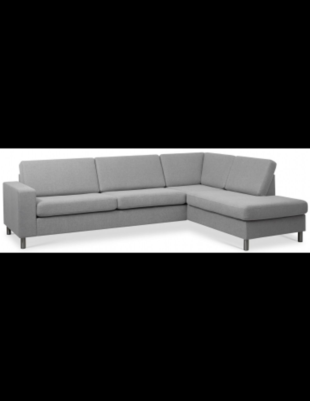 Panset højrevendt chaiselongsofa i polyester B279 x D197 cm - Børstet alugrå/Grå