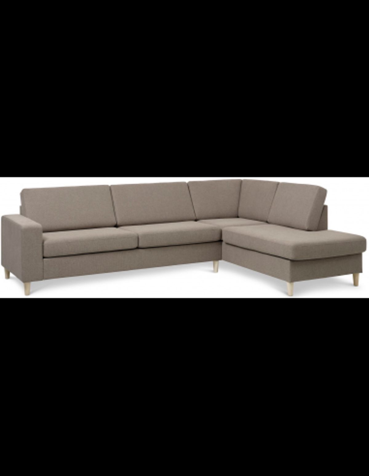 Panset højrevendt chaiselongsofa i polyester B279 x D197 cm - Natur/Lysebrun