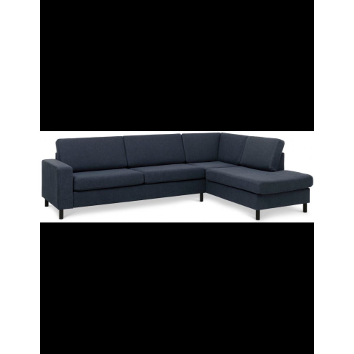 Panset højrevendt chaiselongsofa i polyester B279 x D197 cm - Sort/Blå