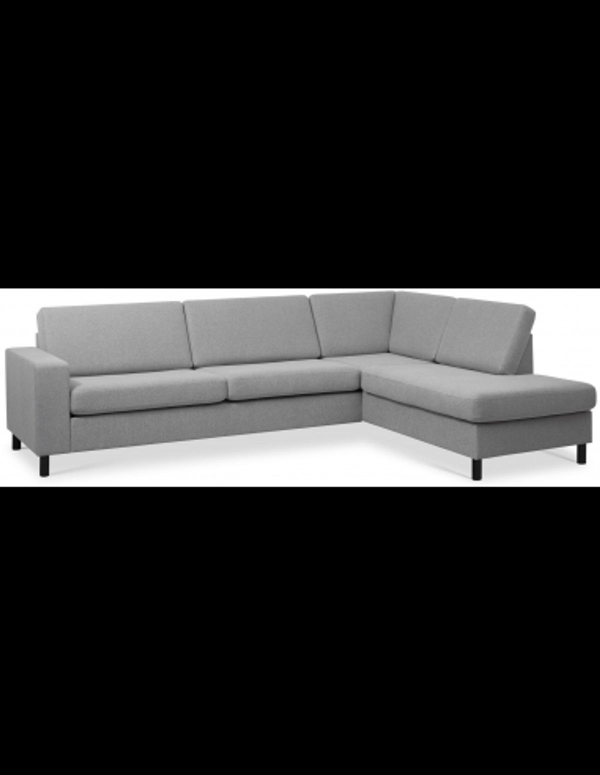 Panset højrevendt chaiselongsofa i polyester B279 x D197 cm - Sort/Grå