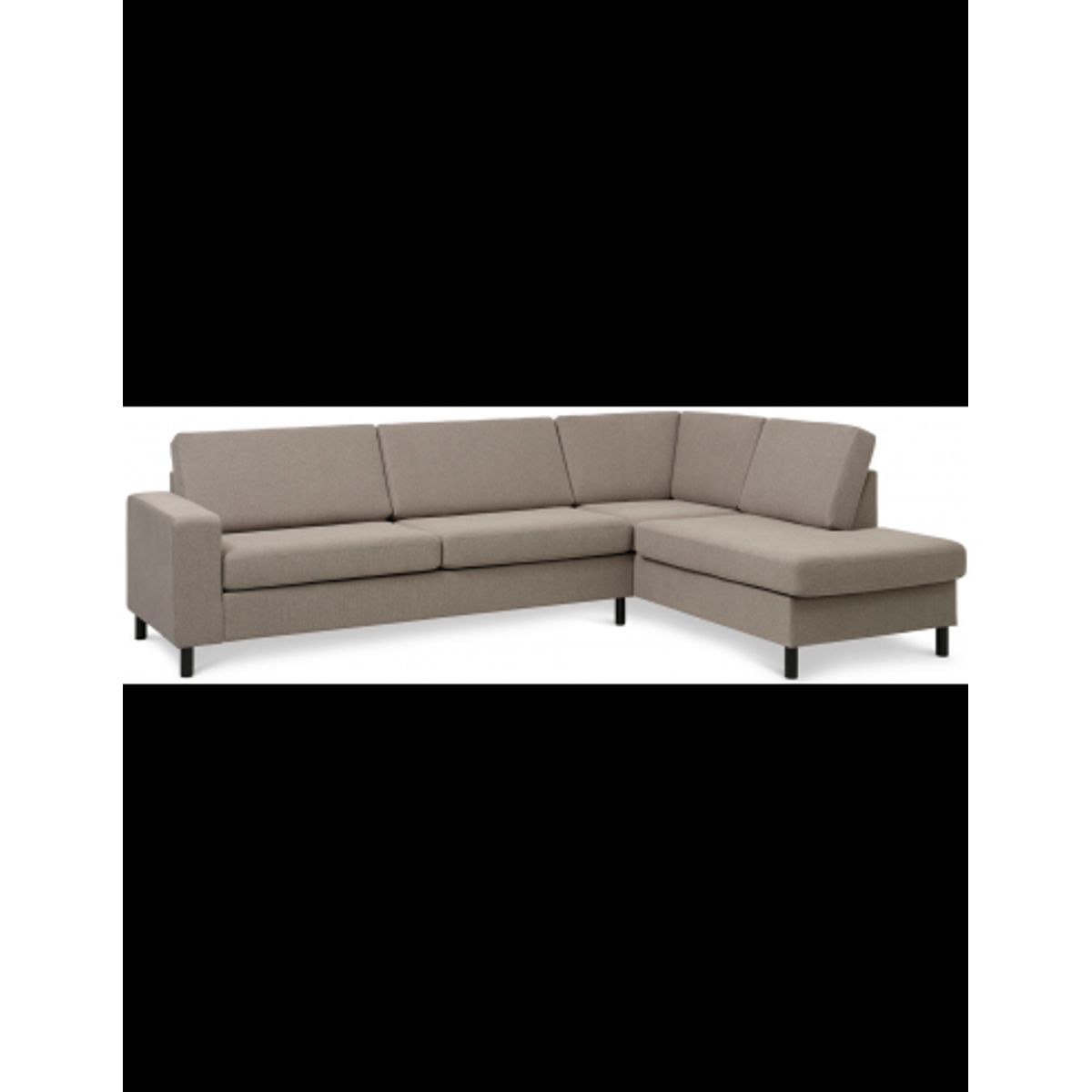 Panset højrevendt chaiselongsofa i polyester B279 x D197 cm - Sort/Lysebrun